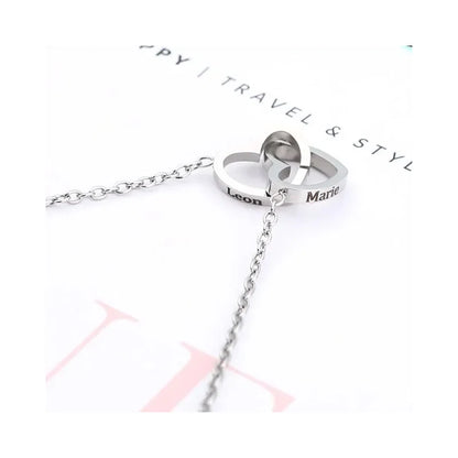 Double Love Heart  Necklace Surprise Rose
