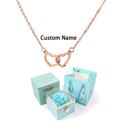Double Love Heart  Necklace Surprise Rose